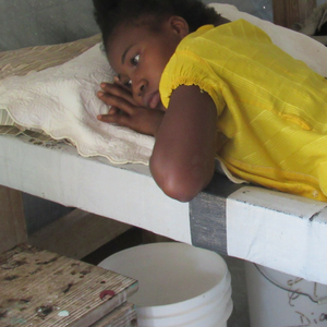 Girl in hospital bed